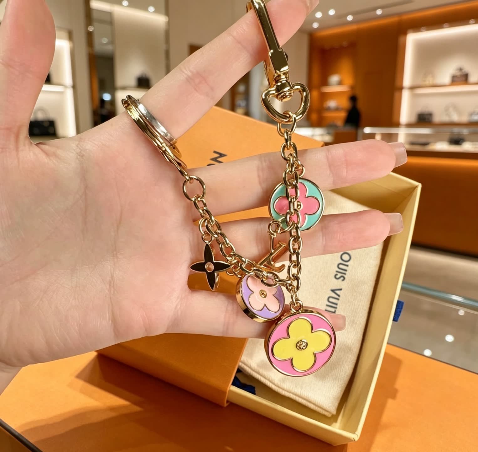 Louis Vuitton Multicolored Flower Charm Keychain